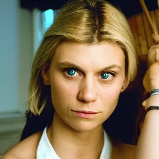 Prompt: Kodak portra 160, 4K, closeup portrait: claire danes as angela chase in low budget musical movie remake, meet the actor behind the scenes