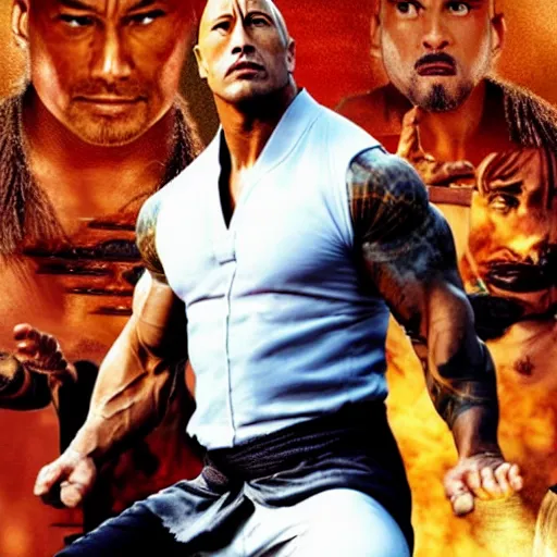 Image similar to Dwayne Johnson as Kung Fu master