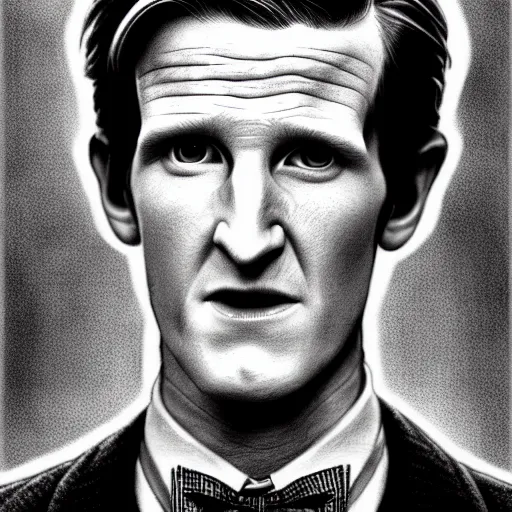 Prompt: beautiful lifelike award winning pencil illustration of the 1 1 th doctor matt smith cinematic atmospheric, highly detailed, beautiful and realistic face