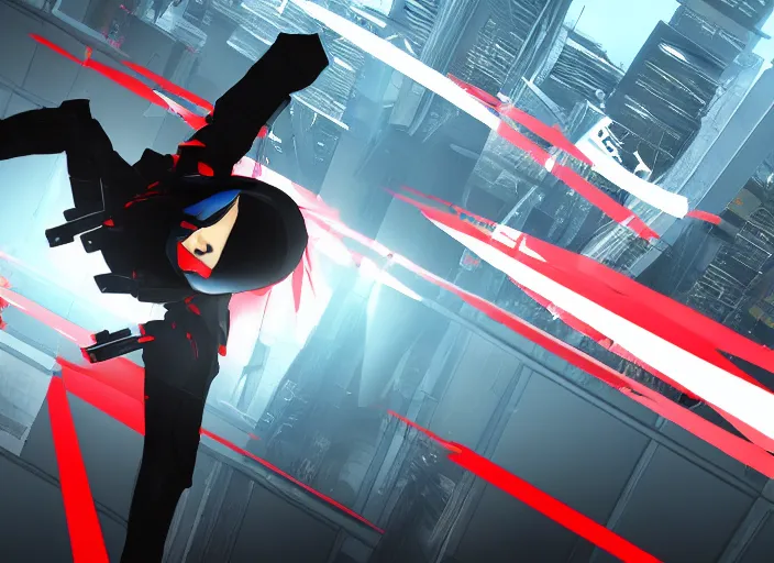 Image similar to mirror's edge in the style of hideo kojima's pt, screenshot