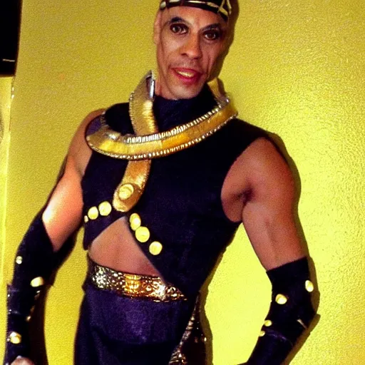 Image similar to Apophis from Stargate SG1, posing at a drag show