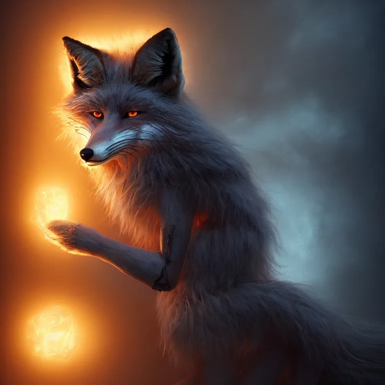 Prompt: The lovely hairy fox, wearing the uniform of the magic school, is surrounded by a huge luminous magic array, beautiful detailed intricate insanely detailed octane render trending on Artstation, 8K artistic photography, photorealistic, dramatic volumetric cinematic light, chiaroscuro, Raphael, Caravaggio, Beksinski, Giger