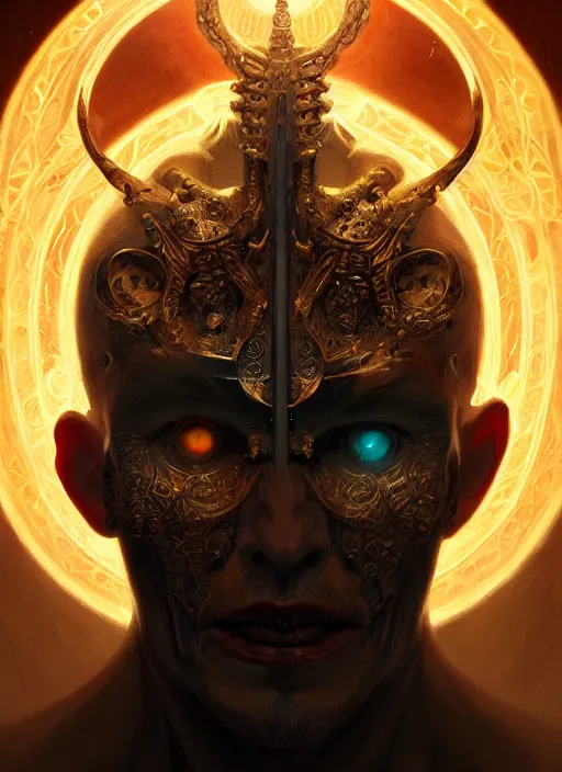 Image similar to portrait of the god of death and the god of life, intricate, elegant, glowing lights, highly detailed, digital painting, artstation, concept art, smooth, sharp focus, illustration, art by wlop, mars ravelo and greg rutkowski