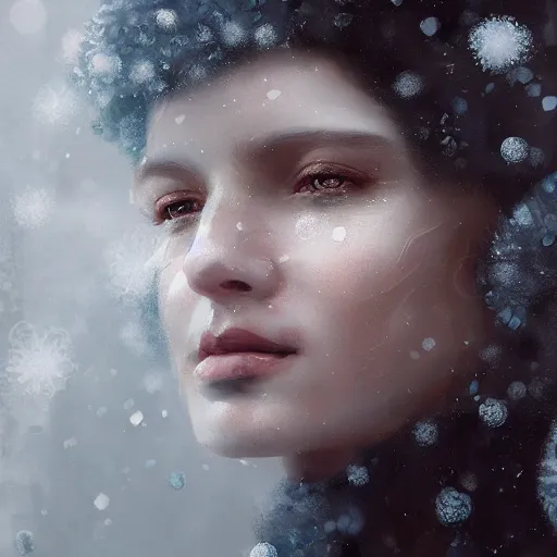 Image similar to Queen of winter, gorgeous portrait, intricate, elegant, volumetric lighting, scenery, digital painting, highly detailed, artstation, sharp focus, illustration, concept art, ruan jia, steve mccurry