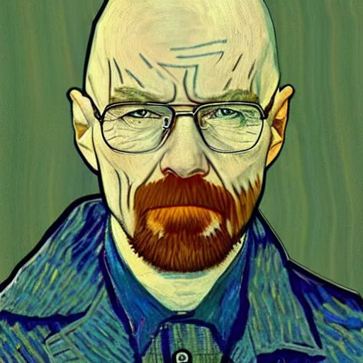 Image similar to walter white painted by Vincent van Gogh