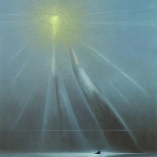 Image similar to naval energy shield by Zdzisław Beksiński, oil on canvas