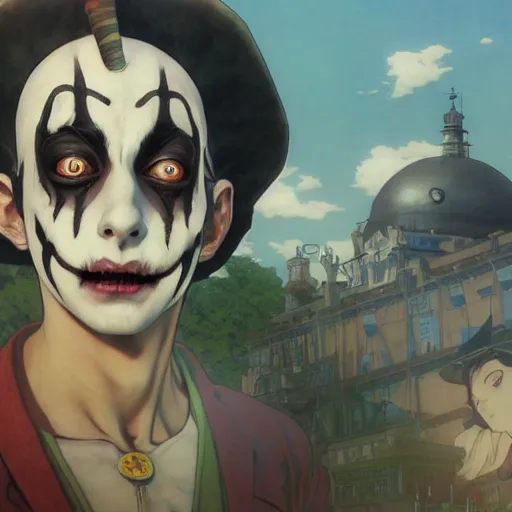 Prompt: highly detailed vfx portrait of buggy the clown by eiichiro oda, makoto shinkai, alphonse mucha, sharp focus, art by artgerm and greg rutkowski!, backlit, harsh overhead sunlight, blue eyes, stanley kybric, makoto yukimura, takeshi obata, kaoru mori, pixiv, fanbox,