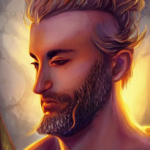 Prompt: A handsome King of the Fae with blond hair and beard in animal form, Magic the Gathering card art