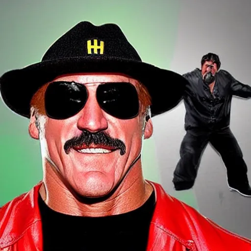 Prompt: Hulk Hogan dodges bullet cheeseburgers in the Matrix, hyper realistic