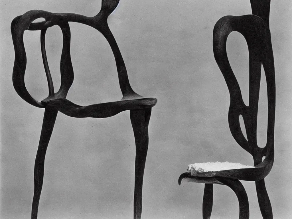 Image similar to modernist chair with bread. karl blossfeldt, salvador dali