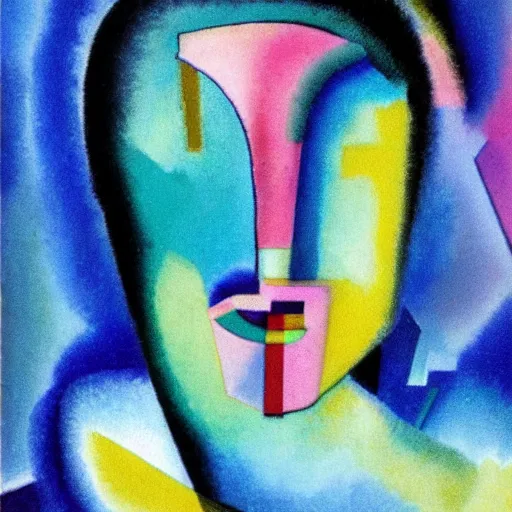 Image similar to 3d smooth shapes and gradients portrait of a woman by Kandinsky