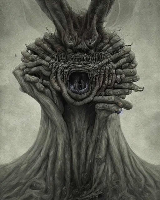 Image similar to a painting of a strange creature by anton semenov