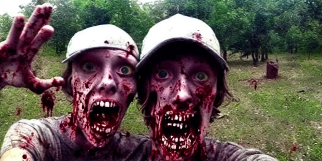 Image similar to selfie of the last person in the world, survived after zombie apocalypse