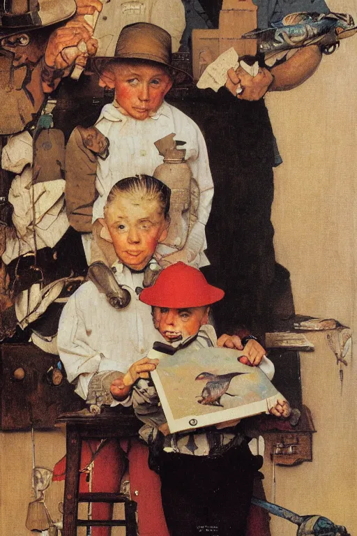 Image similar to a portrait painting of a fish. Painted by Norman Rockwell