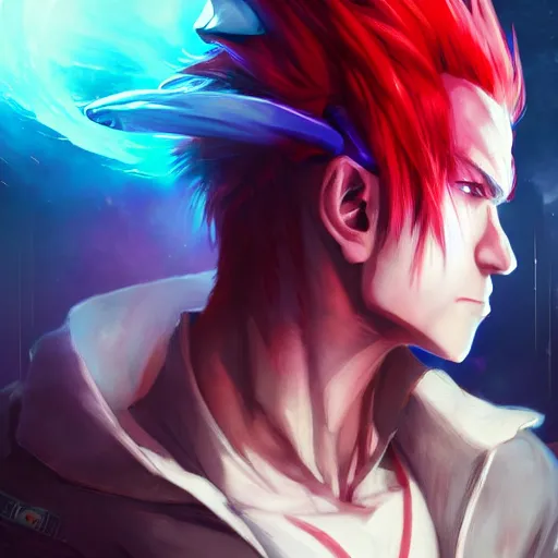 Image similar to An anime portrait of Celldweller in cyberspace, by Stanley Artgerm Lau, WLOP, Rossdraws, James Jean, Andrei Riabovitchev, Marc Simonetti, and Sakimichan, tranding on artstation