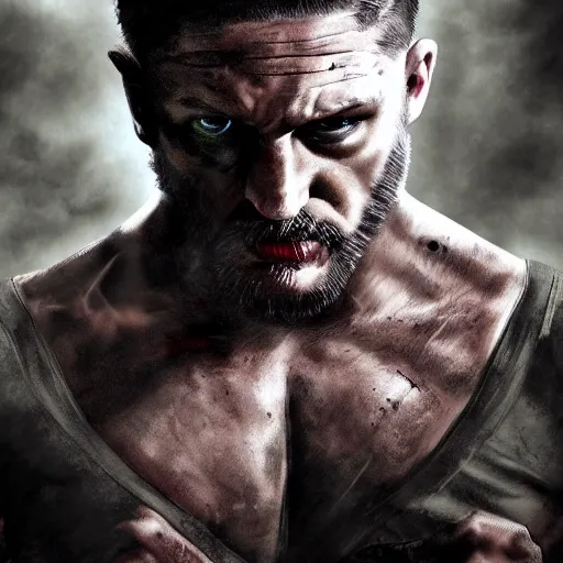 Image similar to Tom Hardy in wolverine suit Digital art 4K quality Photorealism