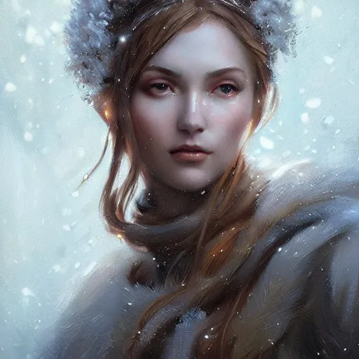 Image similar to a beautiful portrait of an winter goddess by Greg Rutkowski and Raymond Swanland, Trending on Artstation, ultra realistic digital art