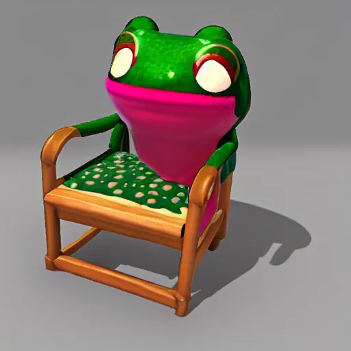 Image similar to froggy chair, 3d model, animal crossing, froggy chair, adorable, cute, detailed