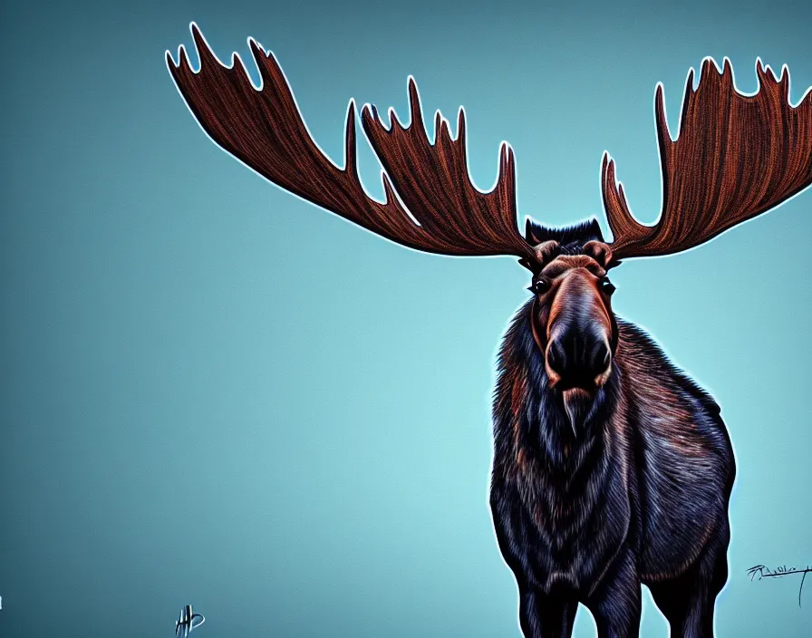 Prompt: moose in abstract illusionism, digital painting, trending on artstation, sharp focus, 4 k