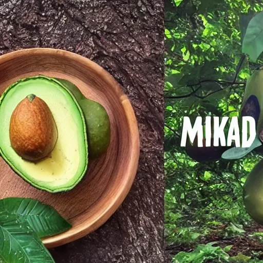 Prompt: nikocado avocado mukbang in the woods under the full moon