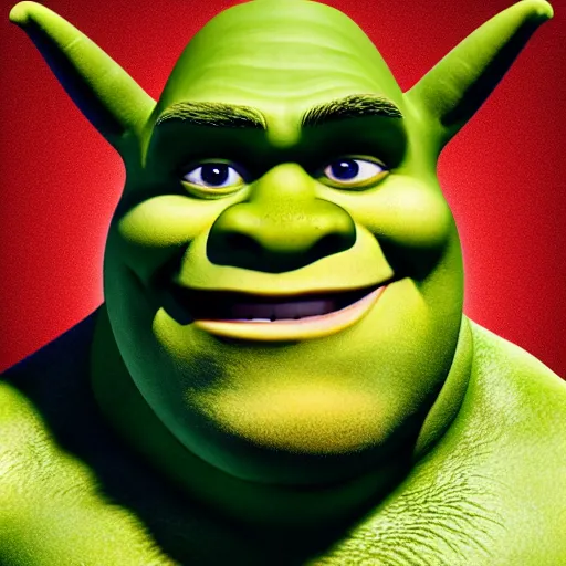 shrek with red eyes, head shot | Stable Diffusion