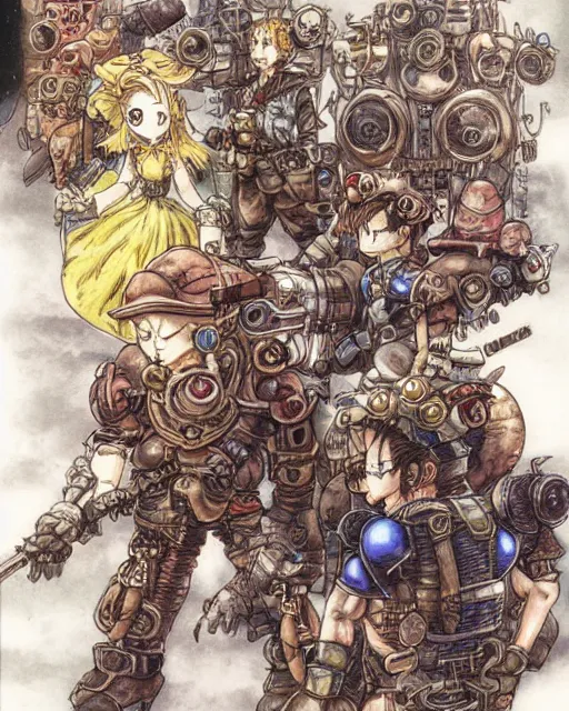 Image similar to conceptual art from from chrono trigger, steampunk, by master artist yoshitaka amano, masterpiece w 1 0 2 4