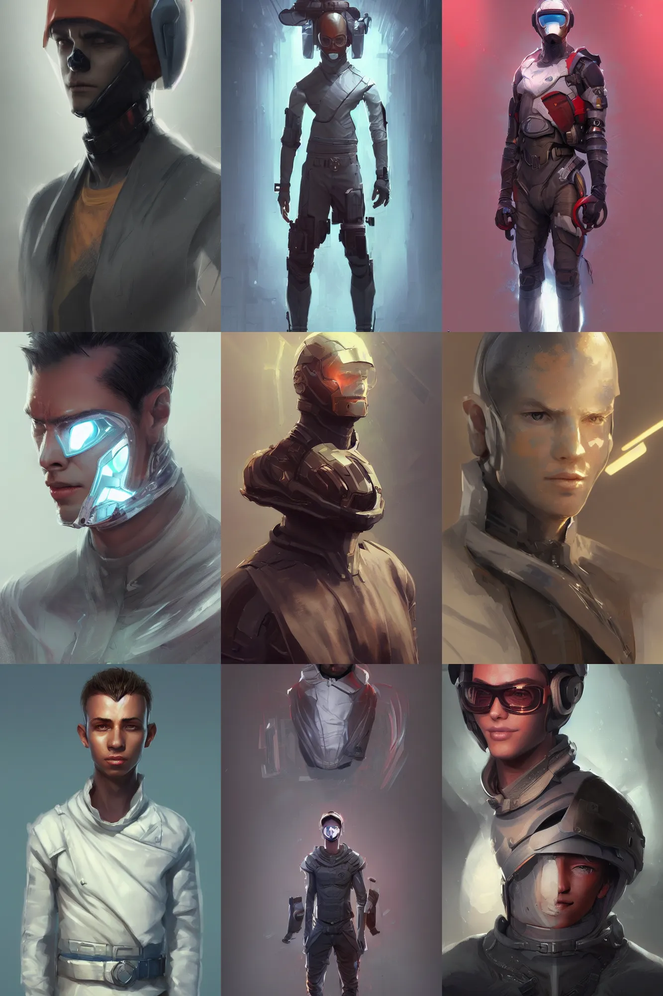 Prompt: full view portrait view high quality render realistic high detail cinematic digital concept art of a young man dressed in stylish future clothing with face visible by artgerm and greg rutkowski and marc simonetti, artstation, vibrant colour, blank background, valorant,