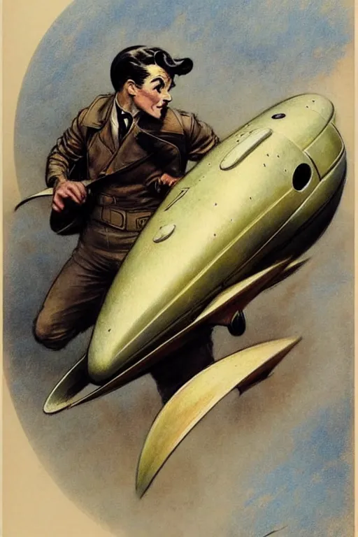 Image similar to (((((1950s the rocketeer . muted colors.))))) by Jean-Baptiste Monge !!!!!!!!!!!!!!!!!!!!!!!!!!!