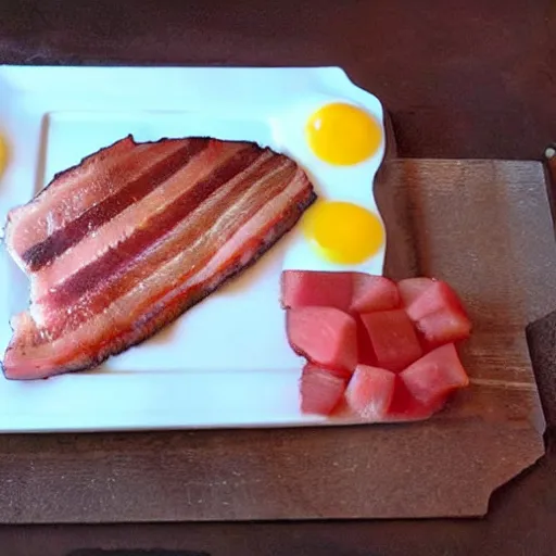 Image similar to kevin bacon as a slice of side bacon on a plate with eggs