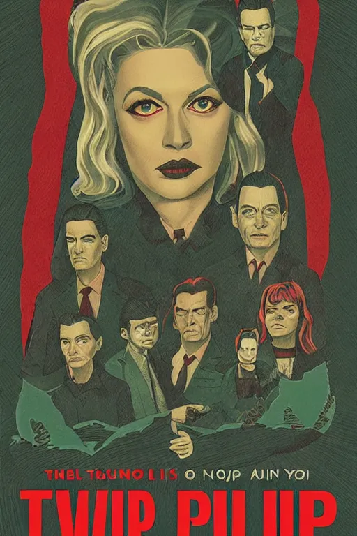 Image similar to Pulp book cover of Twin Peaks artwork by Gigi Cavenago