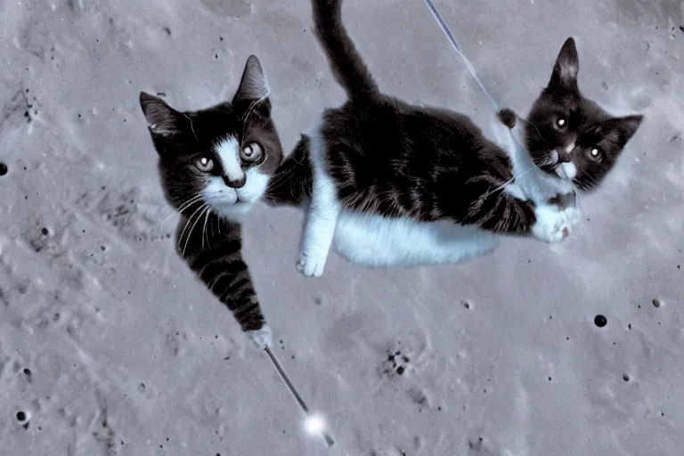 Prompt: the first cat ever sent to the moon, 4k