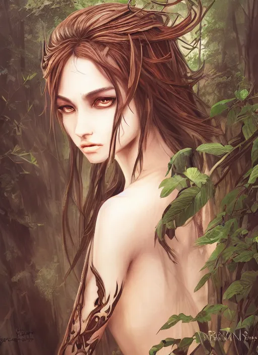 Image similar to beautiful forest nymph brown skin, venizian era, demonic eyes, dark fantasy, extremely detailed, sharp focus, smooth, digital illustration, by rossdraws, frank franzzeta, sakimichan, corrected hand, perfect hands