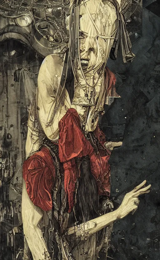 Image similar to friedrich hegel, eun emerging from renaissance italy into a cyberpunk mutiversal realm by conrad roset, nicola samuri, dino valls, m. w. kaluta, jakub rebelka, rule of thirds, seductive look, beautiful