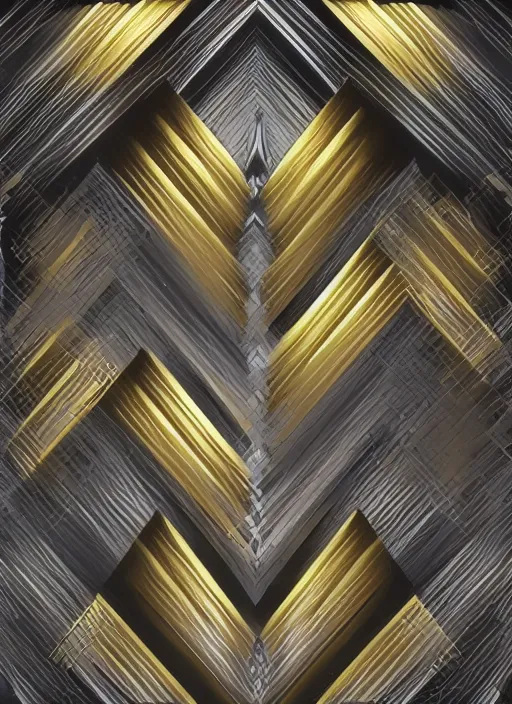 Image similar to symmetrical, award - winning painting, abstract, gold and silver shapes, rectangles, geometry, elegant, luxurious, beautiful, pitch black background, dali