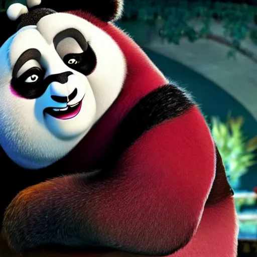 Prompt: Helena Bonham Carter as Po from Kung Fu Panda