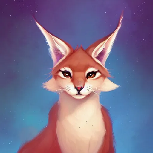 Image similar to a portrait of cute fluffy caracal, art by lois van baarle and loish and ross tran and rossdraws and sam yang and samdoesarts and artgerm and saruei and disney, digital art, highly detailed, intricate, sharp focus, trending on artstation hq, deviantart, unreal engine 5, 4 k uhd image