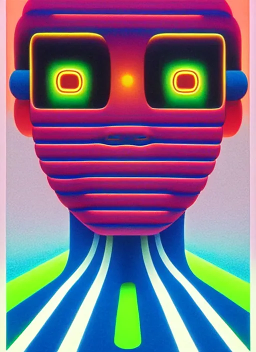 Prompt: cyborg by shusei nagaoka, kaws, david rudnick, airbrush on canvas, pastell colours, cell shaded, 8 k