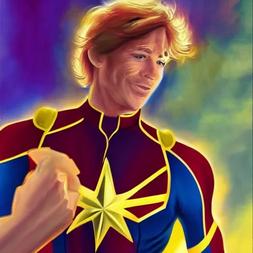 Image similar to shaggy as captain marvel, artstation hall of fame gallery, editors choice, #1 digital painting of all time, most beautiful image ever created, emotionally evocative, greatest art ever made, lifetime achievement magnum opus masterpiece, the most amazing breathtaking image with the deepest message ever painted, a thing of beauty beyond imagination or words