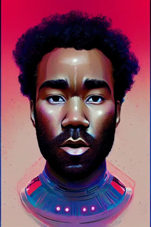 Image similar to Childish Gambino, curly hair, symmetrical!! sci-fi, modern, colourful!! highly detailed, digital painting, artstation, concept art, sharp focus, illustration, by greg rutkowski