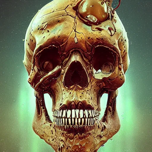 Image similar to portrait_of_a_melting_skull._intricate_abstract._intricate_artwork._by_Tooth_Wu_wlop_beeple_dan_mumford._octane_render_trending_on_artstat