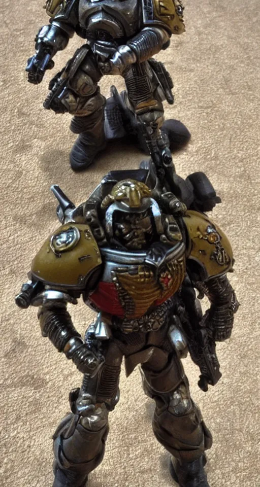 Prompt: Chuck Norris wearing space marine armor no helmet professionally detailed photo realistic