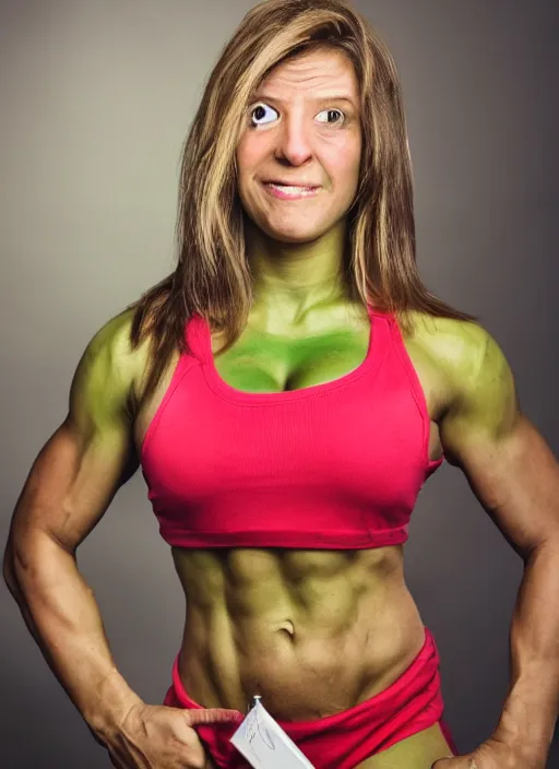 Image similar to A full portrait photo of real-life women hulk, f/22, 35mm, 2700K, lighting, perfect faces, award winning photography.