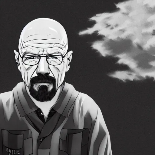 Image similar to Walter white, anime, detailed, dark, sad, 4k