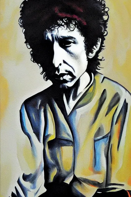 Image similar to Poster artwork, painting of Bob Dylan by Bob Dylan