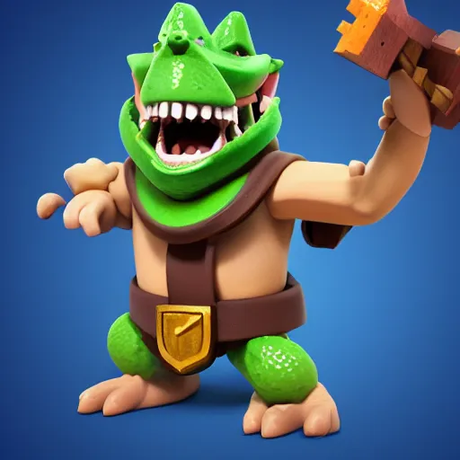 Prompt: clash royale model of a giant lizard with a long tongue