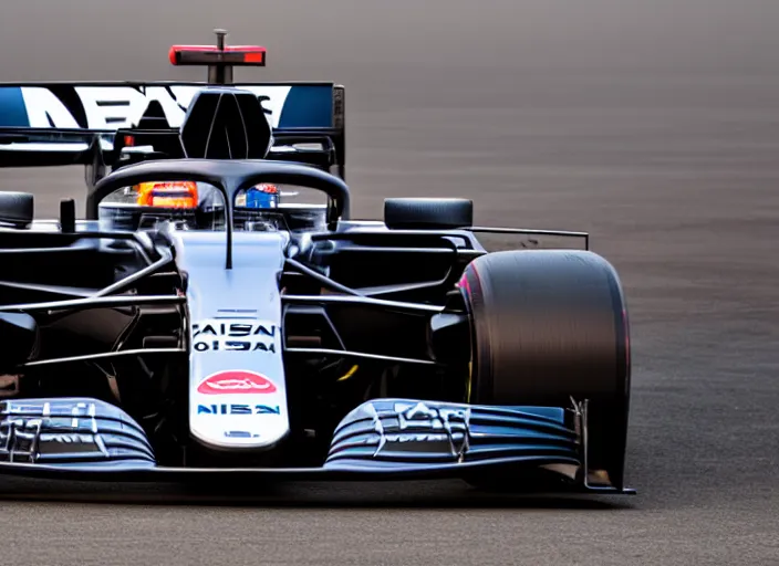 Image similar to live action photo of the 2 0 2 1 f 1 nissan micral car,, 8 k, hdr, sports photography