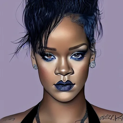 Prompt: Rihanna, highly detailed portrait, 8k