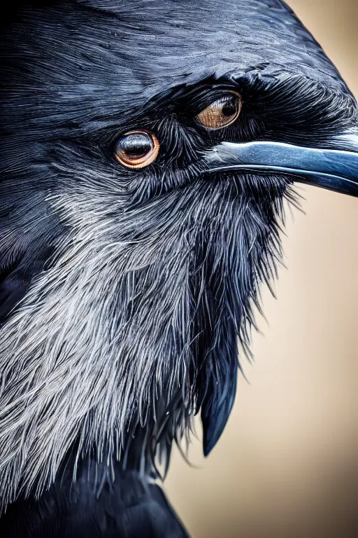 Prompt: a breathtakingly stunningly beautifully highly detailed extreme close up portrait of a giant majestic raven, by rosetti, 4 k