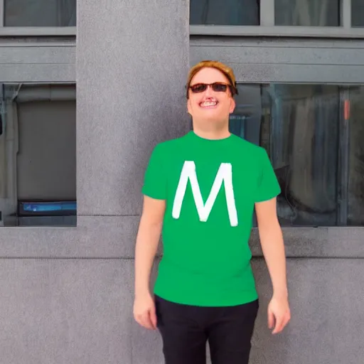 Image similar to a person wearing a t-shirt with the letters 'MMM'