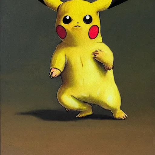 Prompt: a painting of Pikachu by Ivan Shishkin